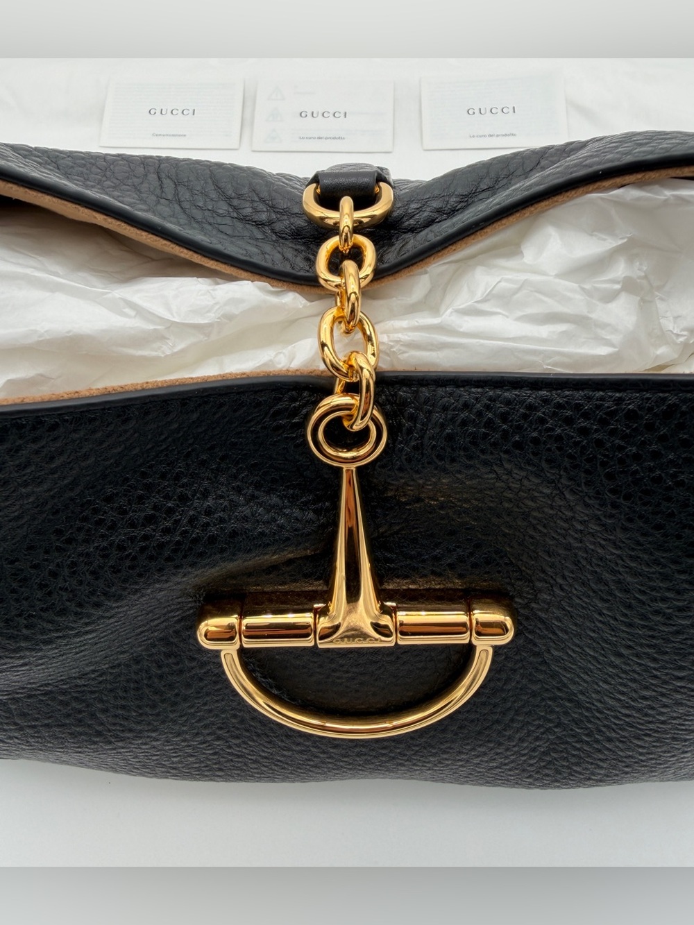 NEW GUCCI $2900 SOFTBIT MEDIUM GRAINY LEATHER BLACK TOTE BAG AUTHENTIC - Picture 7 of 16